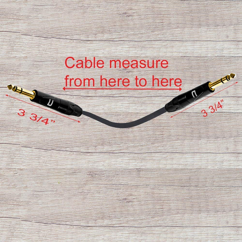 [AUSTRALIA] - 1/4 Inch TRS to 1/4 Inch TRS Cable - 1 Feet Black - 1/4" (6.35mm) Stereo Balanced Male to Male Connector for Powered Speakers, Audio Interface or Mixer for Live Performance & Recording 