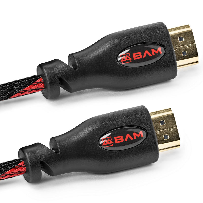 BAM 3 Pack High Speed 4K HDMI Cables - 3' Long 3 Feet