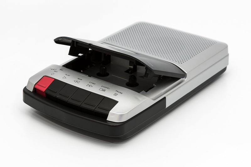 GPO 162B Portable Desktop Cassette Player/Cassette Recorder with Built-in Speaker, Internal Microphone for Dictation, External Mic Socket - Silver/Black Single