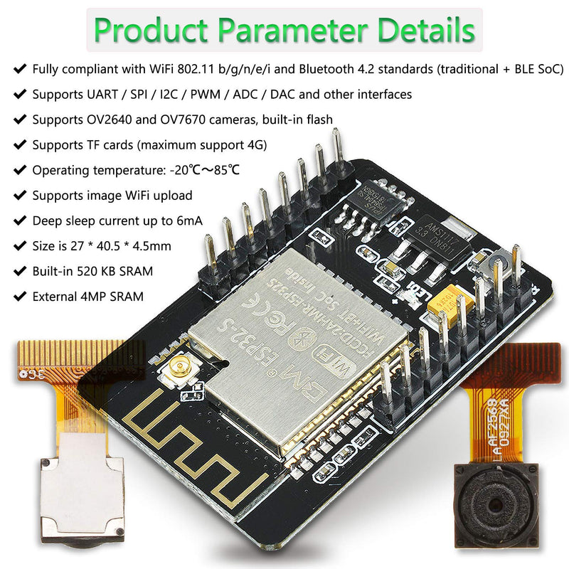 Aideepen ESP32-CAM WiFi Bluetooth Board ESP32-CAM-MB Micro USB to Serial Port CH340G with OV2640 2MP Camera Module Dual Mode for Arduino 1PCS ESP32 CAM