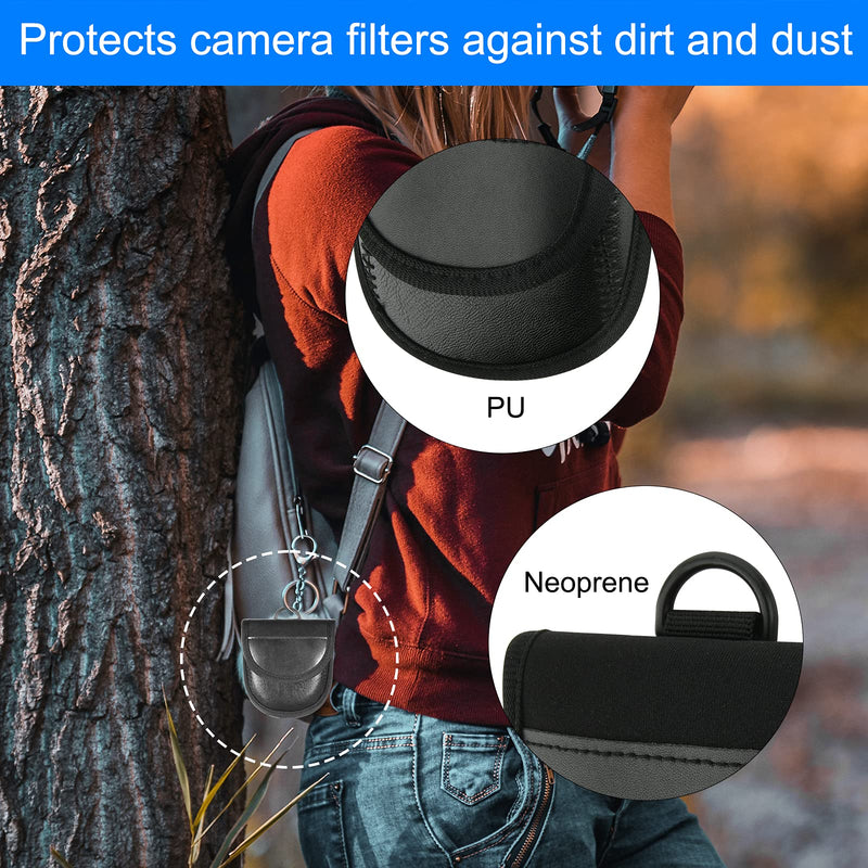 Camera Filters Case Bags for Round Filters Up to 68 mm, TXEsign Neoprene PU Filter Holder Polarizer Lens ND Filter Pouch Filter Pack with D-Ring Belt Loop