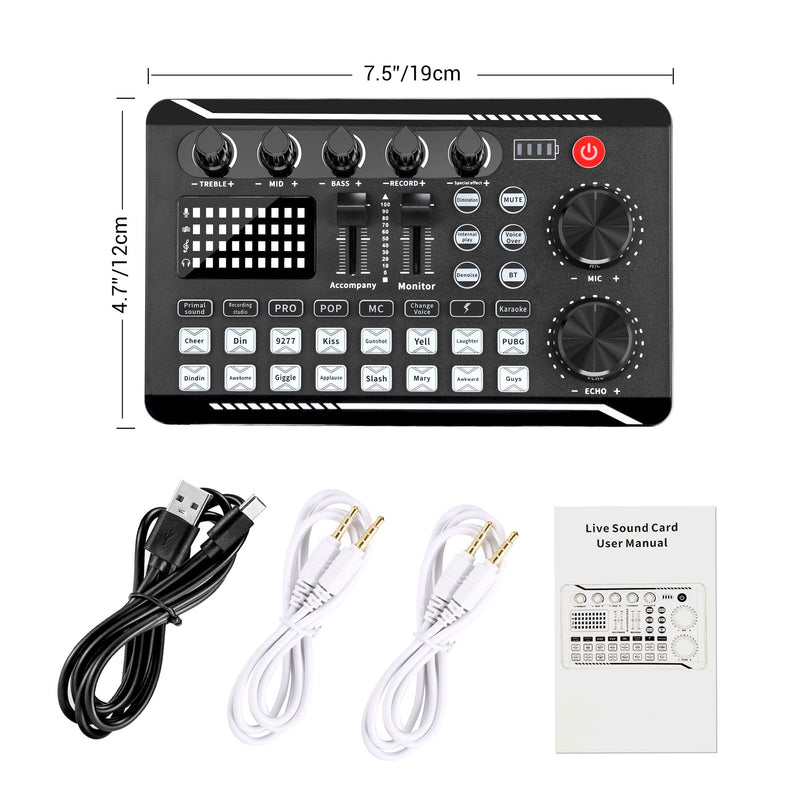 [AUSTRALIA] - Facmogu F998 Live Sound Card Audio Mixer Podcast, Voice Changer for Sound Effects Board for Microphone Karaoke Tiktok YouTube Streaming Recording 