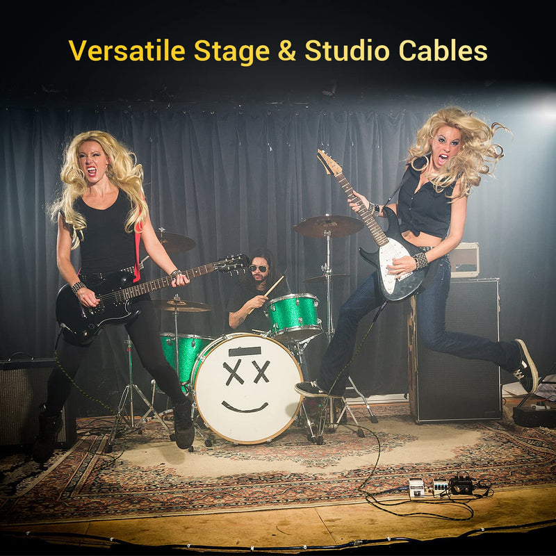 PKNJD Guitar Cable 10FT 1/4 Inch Straight Instrument Cable Or Right Angle 1/4 Inch TS to Straight 1/4 Inch TS Electric Guitar and Bass,Pro Audio Cable (Straight)