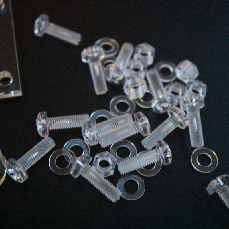 4 x V4, 5mm thickness, Reinforced, Strong, Angled L Brackets, Polished Clear Acrylic + 40x M5 Bolts, Clear Right Angle Bracket