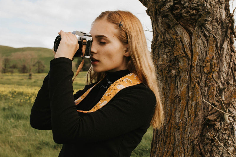 Spring Blossom Flowers Camera Shoulder Strap Belt For All DSLR Camera – Vibrant Design Universal DSLR Strap, Multi Color Neck Belt Best Gift for Men & Women Photographers Mustard Flowers