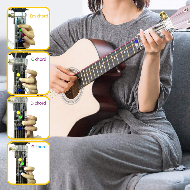 Guitar Beginner One- Key Chord Assisted Learning Tools Guitar Practice Aid Tool Classical Guitar Chord Practice Tool (With 3 Picks and 1 PCS Stickers)