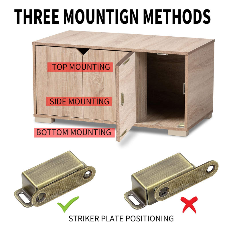 Jiozermi 4 Pack Magnetic Door Catch, Heavy Duty Magnetic Cabinet, Stainless Steel Magnet Latch for Cabinets Shutter, Closet & Furniture Door, Furniture Latch 10 lbs, Bronze 4 Pack, Metal