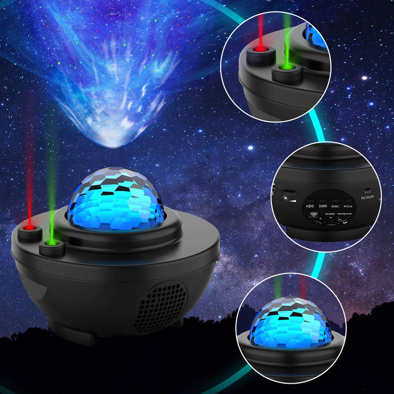 [AUSTRALIA] - Night Light Projector Star Projector Ocean Wave Projector-Galaxy Projector Two Laser Lights with Bluetooth Music Speaker,Prefect for Bedroom/Game Rooms/Party/Night Light Ambiance 
