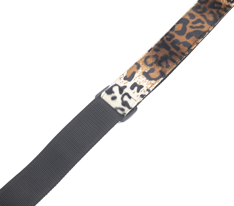 Levy's Leathers 2" Faux-Fur Leopard Print Guitar Strap with Genuine Leather Ends; (MSSF8-LYX) MSSF8-LYX