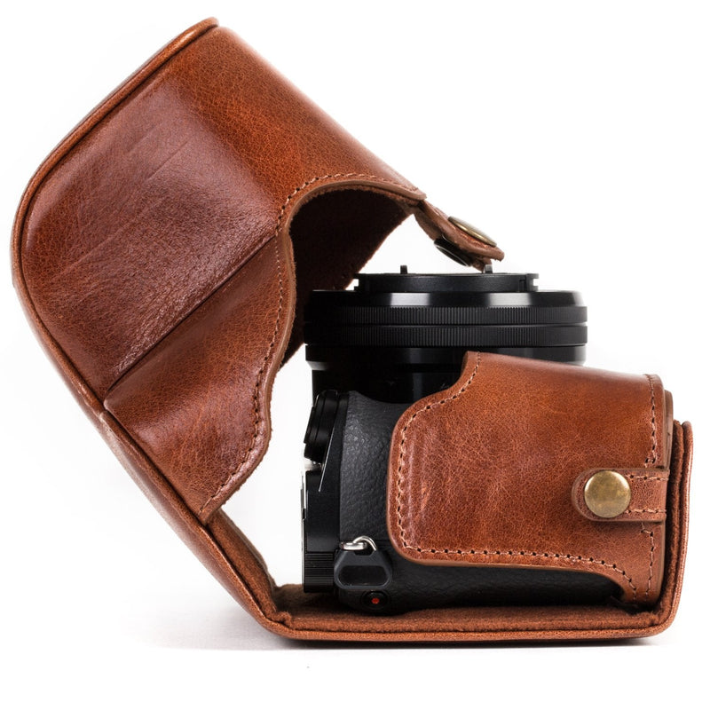 MegaGear Ever Ready MG559 Genuine Leather Camera Case, Bag for Sony Alpha A6000, A6300 with 16-50mm (Dark Brown) Dark Brown