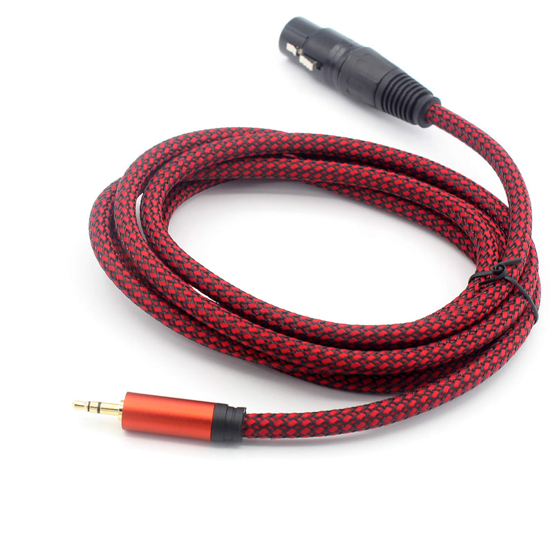 LoongGate 3.5mm (1/8 Inch) TRS Stereo Male to XLR Female Braided Nylon Microphone Cable for Smartphone, Computer, Video Camera (10 feet, Red) 3M