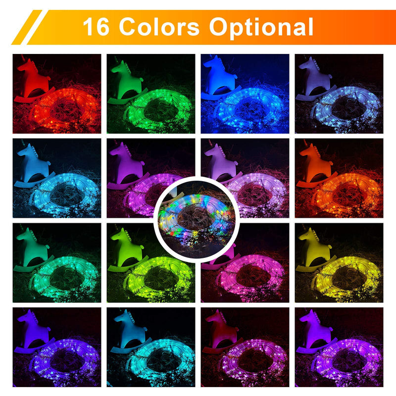 JMEXSUSS Color Changing Rope Lights USB Plug in 100 LED Fairy Lights with Remote,33ft Waterproof Rope Lights Rgb (Red, Green, Blue)