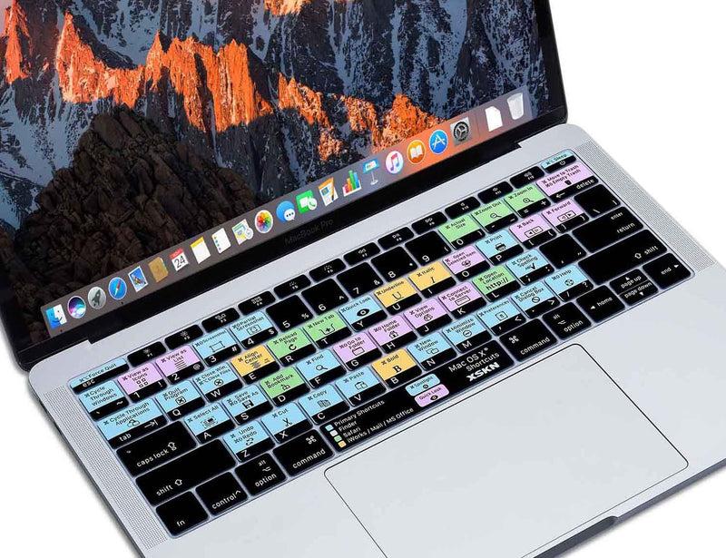 XSKN Shortcut MAC OS X Keyboard Skin Cover for Apple New MacBook Pro 13 (Model A1708, No Touch Bar) & Apple MacBook 12 (Model A1534) (US Layout) US Layout