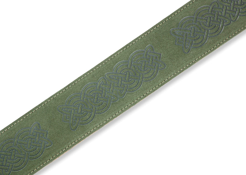 Levy's Leathers 2.5" Suede Leather Guitar Strap Celtic Knot Emboss Design; Green (MS26CK-GRN) Suede Green