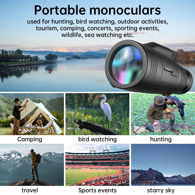 2023 New12x55 Monocular Telescope, Monocular for Adults High Powered,Monocular Telescope for Smartphone,Compact Monocula，Bak-4 Prism & Fmc Lens，Suitable for Hunting,Bird Watching，Travel