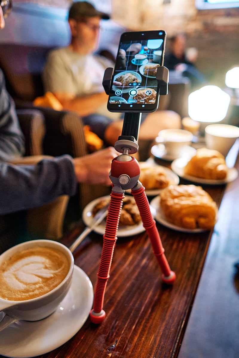 JOBY PodZilla Medium Kit, Tripod for Smartphones and Compact Mirrorless Cameras, Flexible Tripod with Ball Head Included and GripTight 360 Phone Mount, Devices up to 1 Kg, Red Medium Kit Red