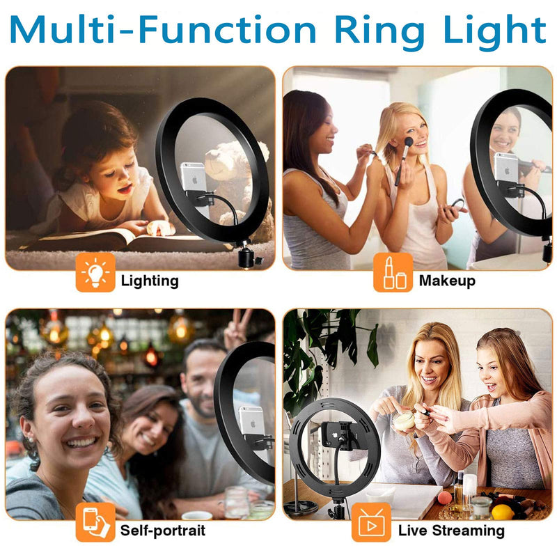 Ring Light with Tripod Stand & Phone Holder for Live Stream/Makeup, Mini Led Camera Ringlight for YouTube Video/Photography(10 inch)