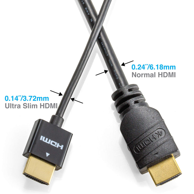 NTW High Performance Ultra Slim HDMI Cable 5 Pack (3.3ft) Premium High Speed Ultra Thin HDMI Cable, 1080p, 4K HDR, 10.2Gbps, 36AWG - Black (NHDMI4S-01M/365) 3.3ft