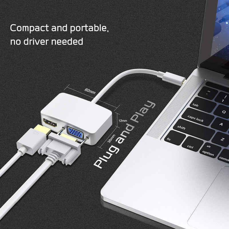 VANMASS Mini Displayport to HDMI VGA Adapter, mDP to HDMI Cable, HD 1080P 60Hz VGA Converter, 4K HDMI, Compatible with MacBook Air/Pro, Mac, iMac