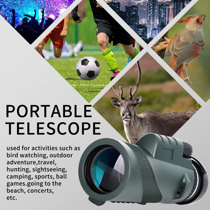 80x100 Monocular Telescope for Smartphone YSSGYMY Monoculars for Adults High Powered Compact Monoscope Hunting Wildlife Bird Watching Travel Camping Hiking Camping Travelling green