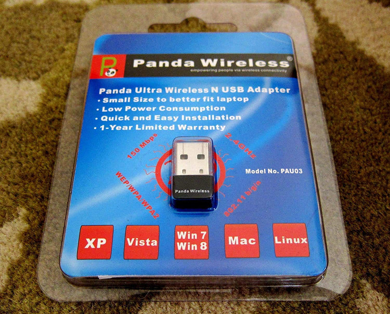 Panda Ultra WiFi (b/g/n) 150Mbps Wireless-N 2.4GHz USB Adapter - Windows XP/Vista/7, Mac OS X, Ubuntu 12.04 TLS, Fedora 17 and Puppy 5.3.3 Compatible