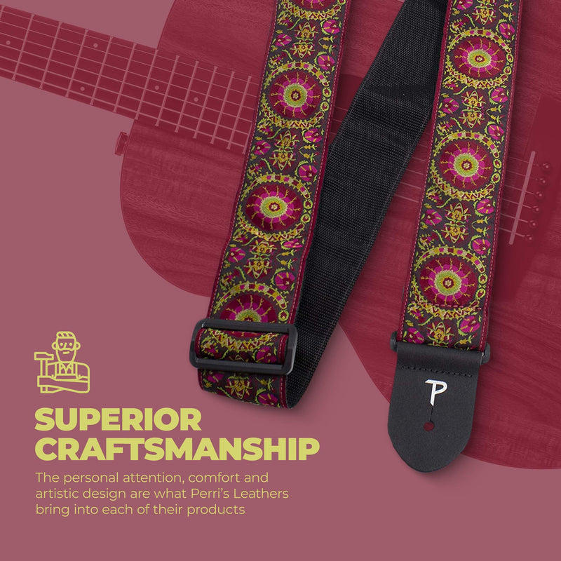 Perri's Leathers Ltd. Jaquard Collection Guitar Straps Burgandy