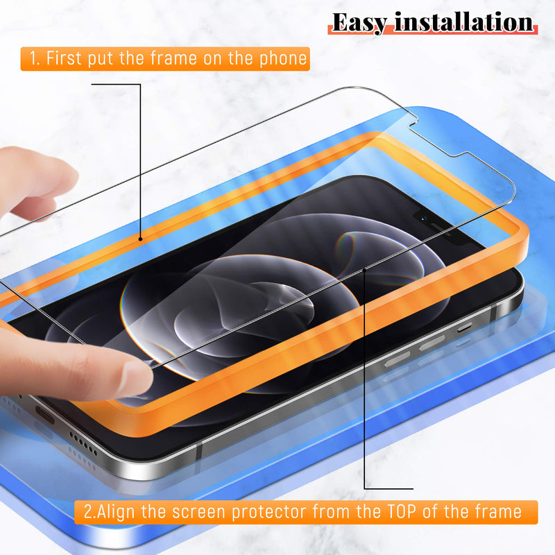 [2+3 Pack] UniqueMe Camera Lens Protector and Screen Protector Compatible with iPhone 12 Pro Max 6.7 inch Tempered Glass [U-Shaped Cutout][Easy Installation Frame] [Anti-Scratch] [Bubble Free]