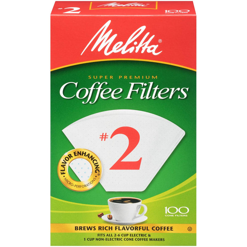[AUSTRALIA] - Melitta #2 Cone Coffee Filters, White, 100 Count 100 Count (Pack of 1) 