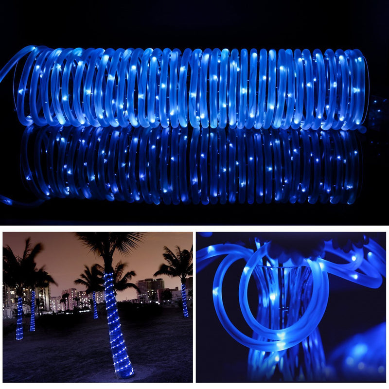 BXROIU Solar Rope Lights 100 LEDs String Lights Starry Fairy Lights, 2 Modes 33 ft/10 Meter Waterproof Outdoor Lights for Patio, Garden, Party (Blue) Blue