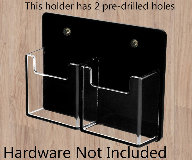 Marketing Holders 2 Pocket Business Card Holder Wall Mount 2 Vertical Pockets Black Back and Clear Pocket Black Back Clear Pockets 2 Pocket Vertical