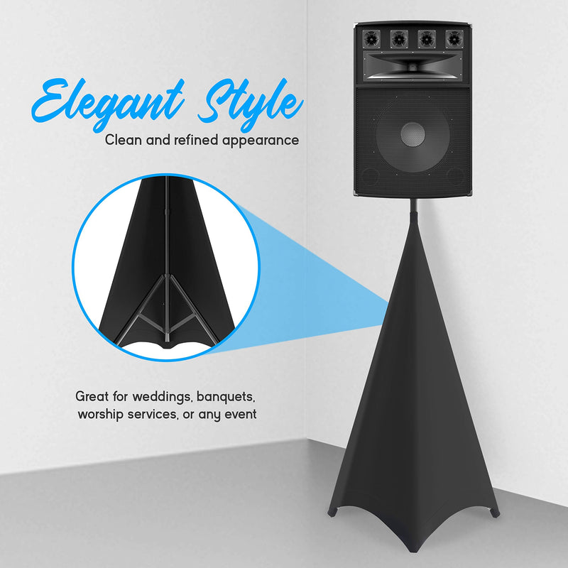 Pyle Universal Lighting Tripod Stand Scrim - Double Sided DJ Speaker / Light Stand Skirt Cover w/ Velcro Straps, Bag, Made from Stretchable Lycra Spandex, Fit Stands Up to 75” x 43” - PSCRIM2B (Black) Black 2-Sided