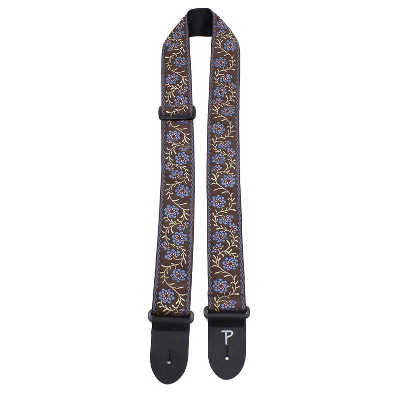 Perri’s Leathers Ltd. - Guitar Strap - Nylon - Jacquard - Adjustable - for Acoustic/Bass/Electric Guitars - Made in Canada Brown / Blue