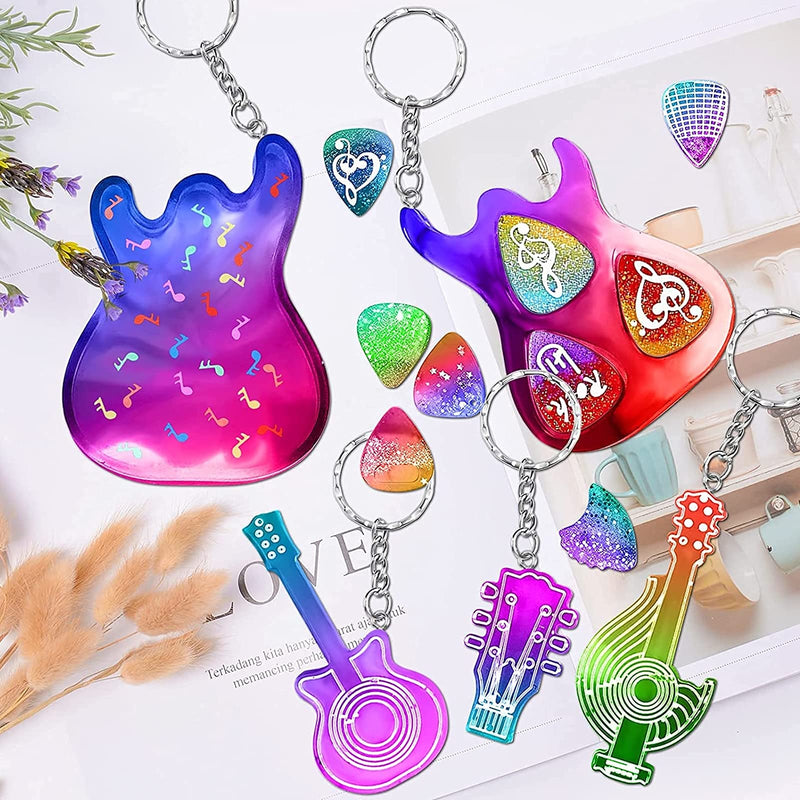 Guitar Pick Resin Molds, Guitar Triangle Plectrum Silicone Moulds for Guitar Epoxy Resin Molds Musical Accessories, Keychain, Necklace, Decoration transparent