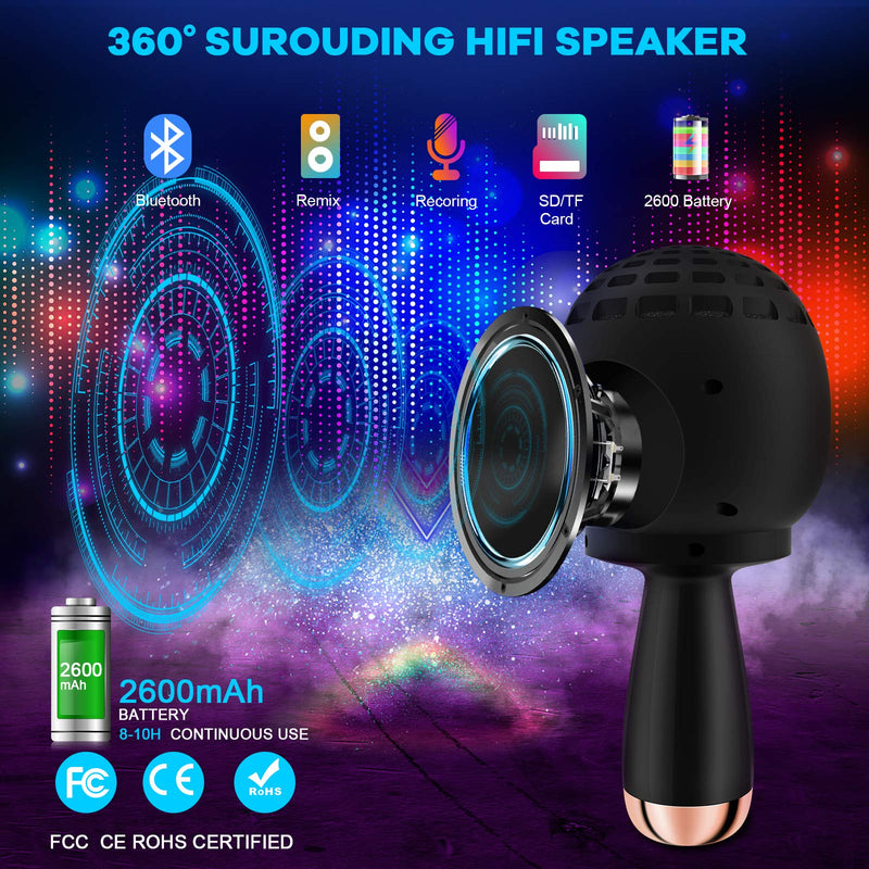 ZealSound Karaoke Wireless Microphone, Bluetooth Karaoke Microphones ，Karaoke Speaker Microphone for Kids & Adults 4 in1 Portable Speaker Machine for Android & iOS Devices for Party Singing（Rose Gold） Rose Gold