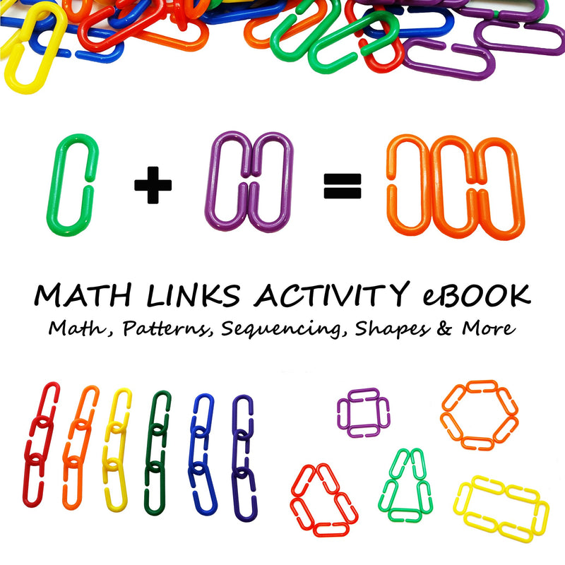 Skoolzy Linking Math Manipulatives Learning Toys - 120 Rainbow Math Links Counters with Tote & Preschool Learning Activities eBook - Kids Counting Toys Kindergarten Fine Motor Skills with Tote