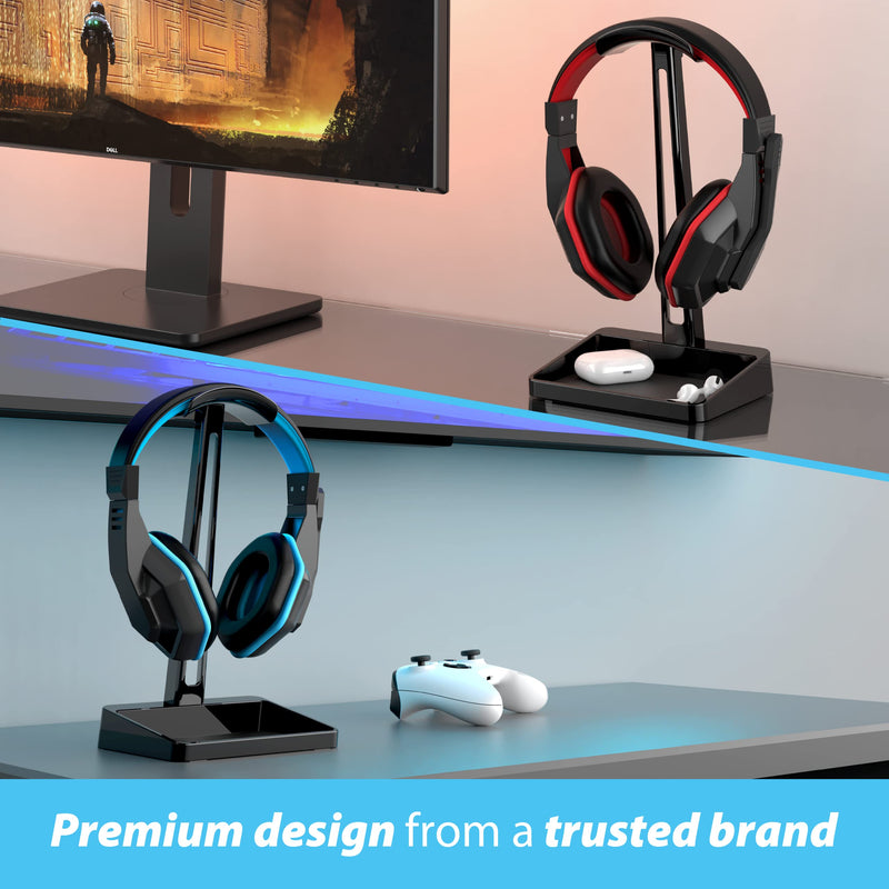[AUSTRALIA] - TotalMount Headphone Stand – Includes a Tray for AirPods (Premium Black Gaming Headset Stand) Premium Black Gaming Headset Hanger 