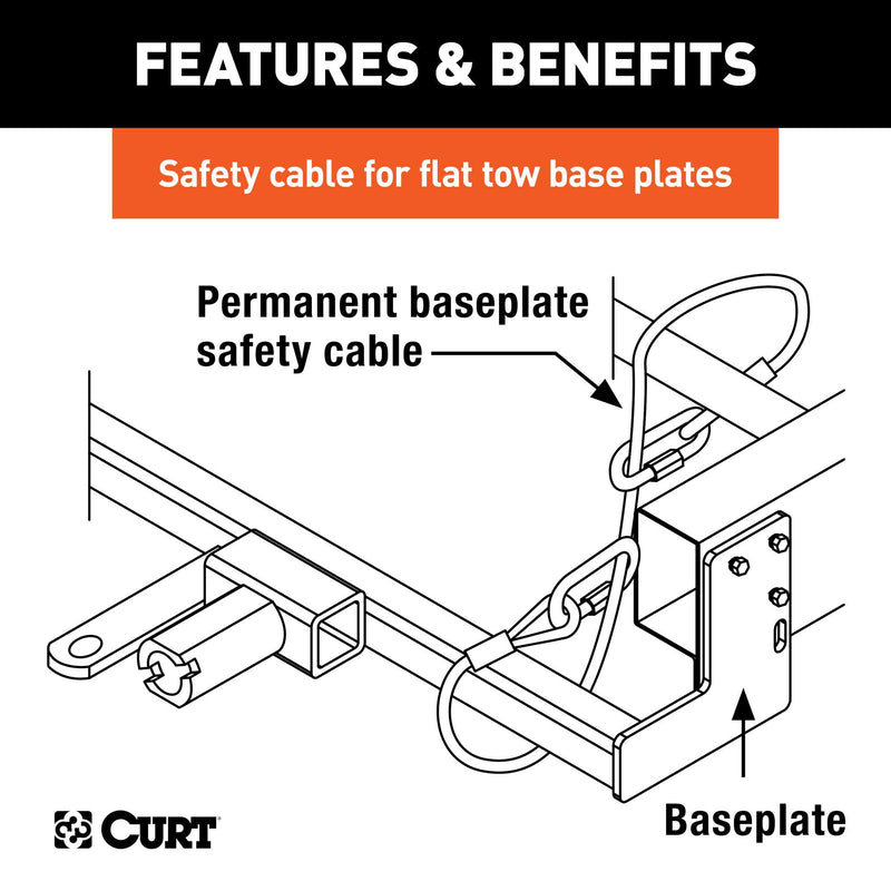 CURT 70007 Replacement 36 x 3/8-Inch Diameter Vinyl-Coated Tow Bar Base Plate Safety Cable, 7,500 Pounds