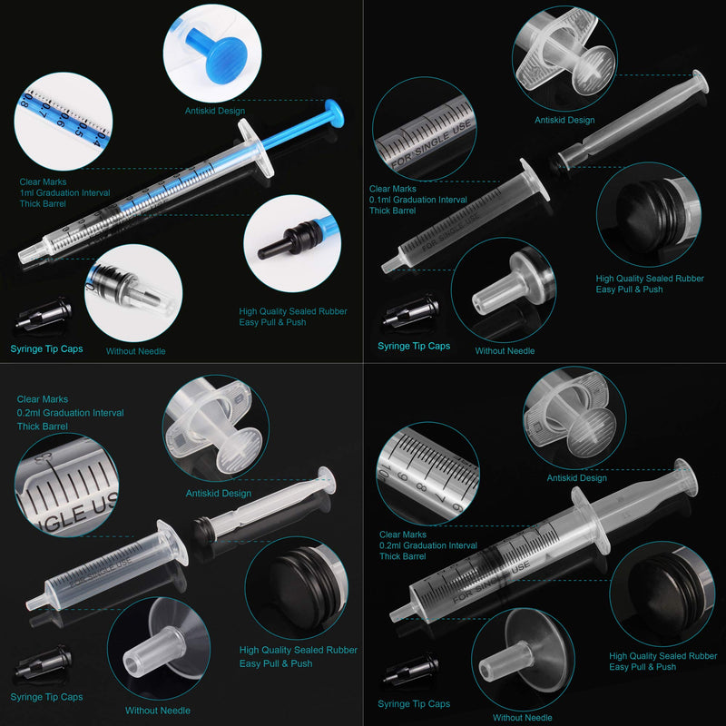 20 Pack Plastic Syringes - 1ml / 3ml / 5ml / 10ml - Separate Sterile Packaging Syringe Without Needle with Caps,Suitable for Scientific Labs Measurement, Measuring, Dispensing, Watering, Refilling