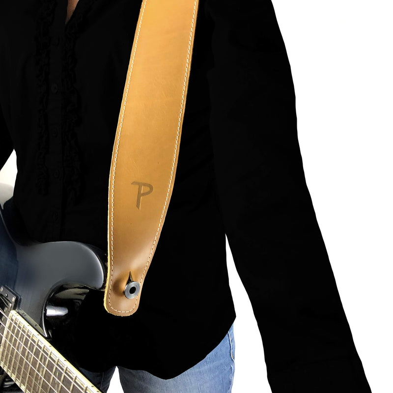 Perri’s Leathers Ltd. - Guitar Strap - Baseball Leather (Series) - Sunflower - Adjustable - For Acoustic/Bass/Electric Guitars - Made in Canada (SP2S-7164)