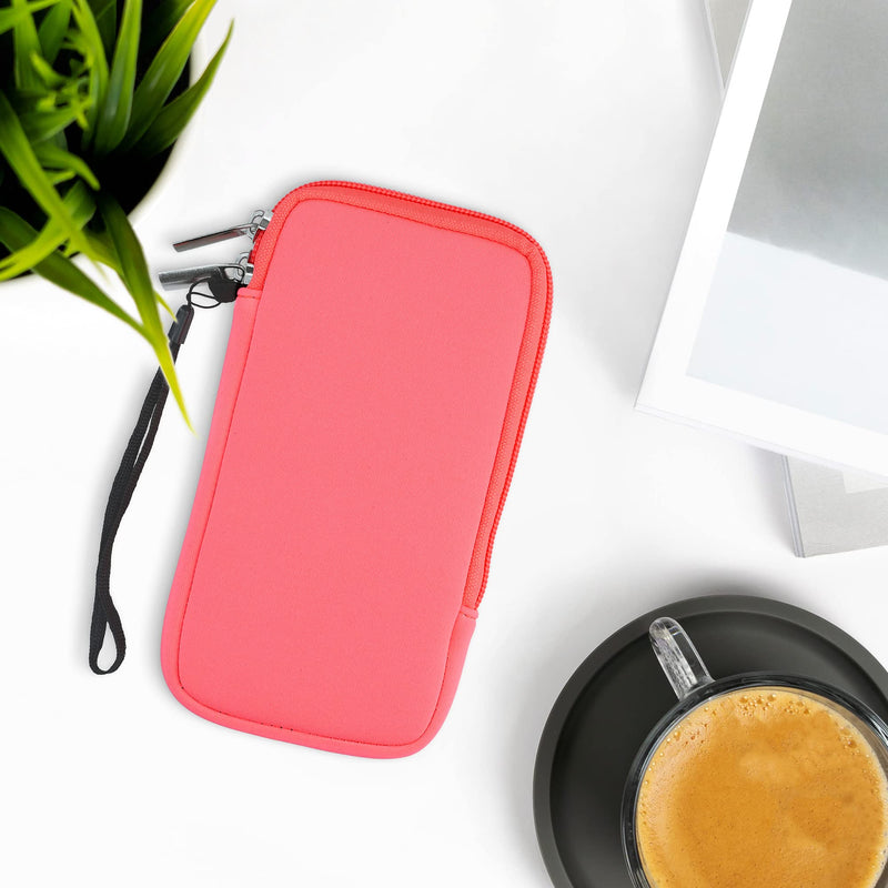 [AUSTRALIA] - kwmobile Neoprene Phone Pouch Size XL - 6.7/6.8" - Universal Cell Sleeve Mobile Bag with Zipper, Wrist Strap - Pink XL - 6,7/6,8" 