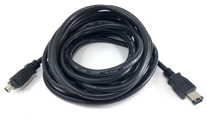 Micro Connectors, Inc. 15 feet Firewire IEEE 1394 6 Pin to 4 Pin Cable (E07-218) 15 ft Firewire IEEE (6 Pin-M to 4 Pin-M) Black