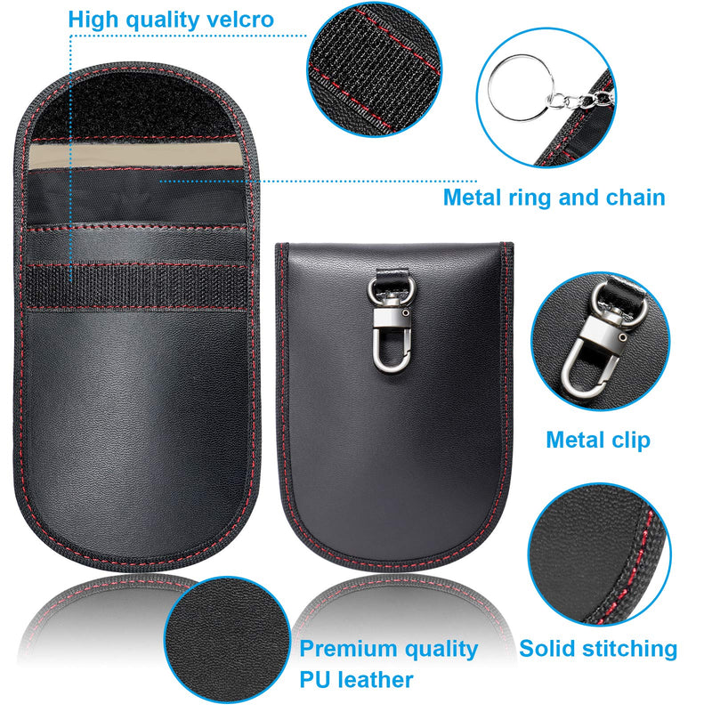 Faraday Bags, GICENT Faraday Bag for Key Fob (2 Pack) Car RFID Signal Blocking Faraday Pouch,Key fob Protector, Black Antitheft Products, Anti-Hacking Case Blocker