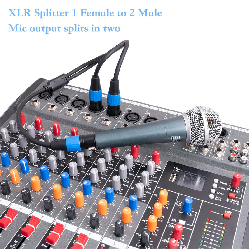HUALEU XLR Splitter Cable, XLR Female to Dual XLR Male Y Splitter Microphone Cable, XLR 1 Female to 2 Male XLR Y Cable for Mixer, Power Amplifier, Microphone