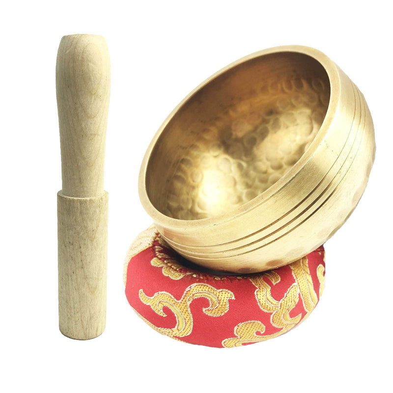 Tibetan singing and meditation bowl set, with cushion and wooden mallet, yoga, prayer, chakra healing, 3.1 inches easy to carry