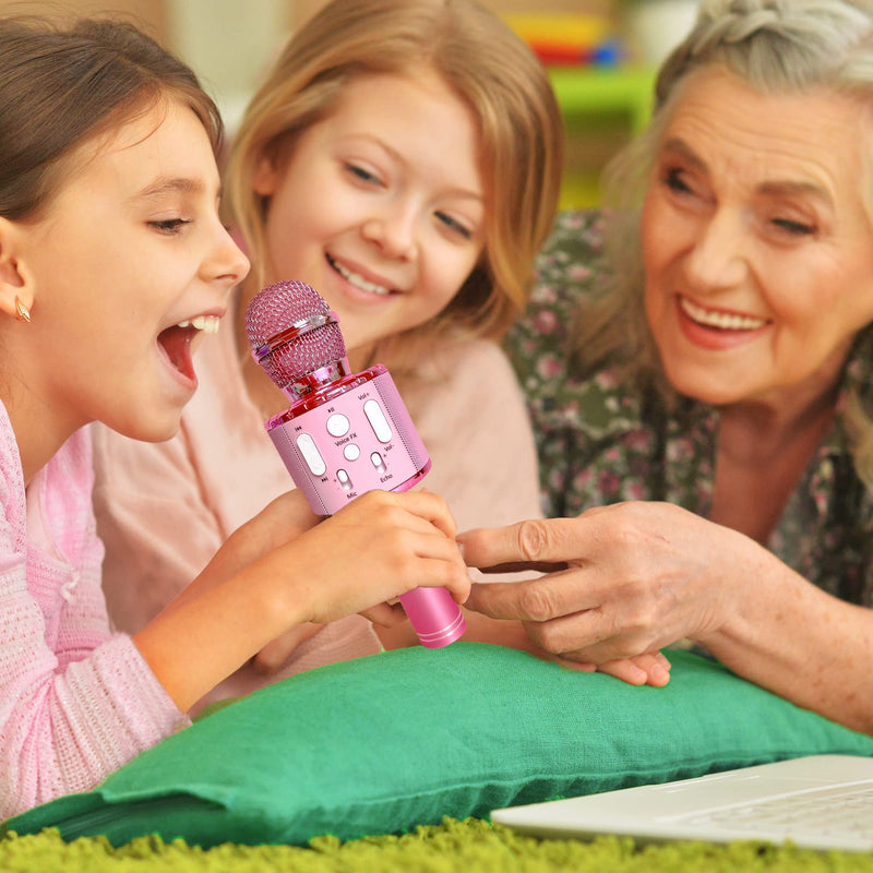 [AUSTRALIA] - Move2Play Kids Karaoke Microphone, Decorate with Jewel Stickers, Gift for Girls, Ages 3, 4, 5, 6, 7, 8 Pink 