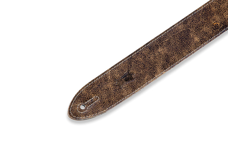 Levy's Leathers Distressed Garment Leather Guitar Strap; Brown (M12BOG-BRN) Brown - Distressed