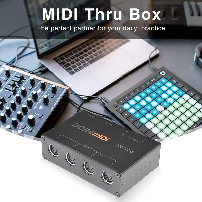 CAMOLA MIDI Thru 6 Box USB MIDI Interface 1-in 6-out MIDI Thru Box MIDI Splitter