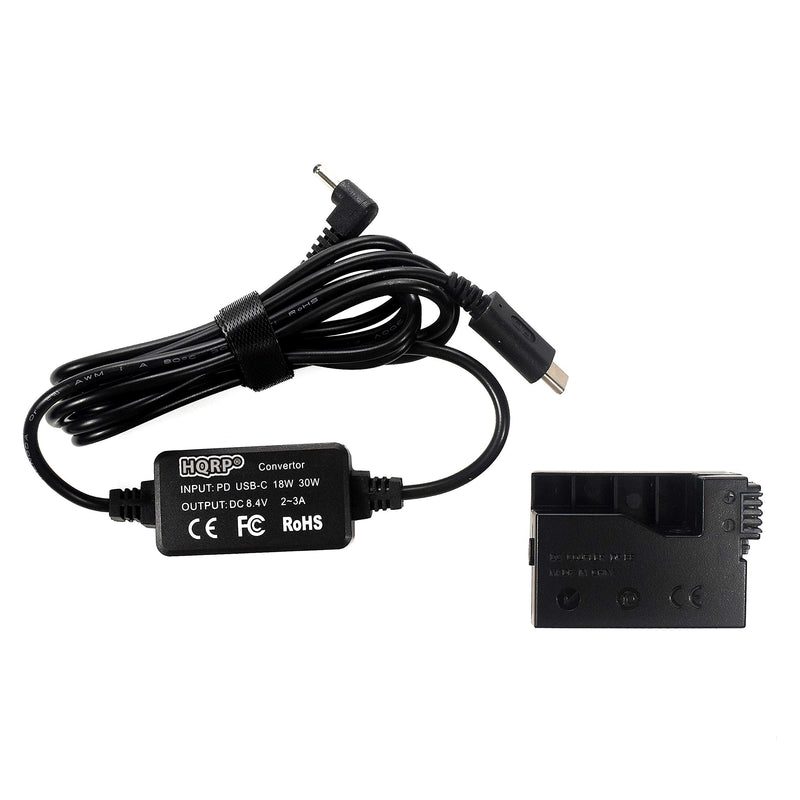 HQRP USB-C DC Converter Compatible with Canon ACK-E8 ACKE8 EOS Rebel T2i T3i T4i T5i EOS 550D 600D 650D 700D, EOS Kiss X4 X5 X6 Digital SLR Camera AC Adapter Power Cable, LP-E8 Battery Replacement