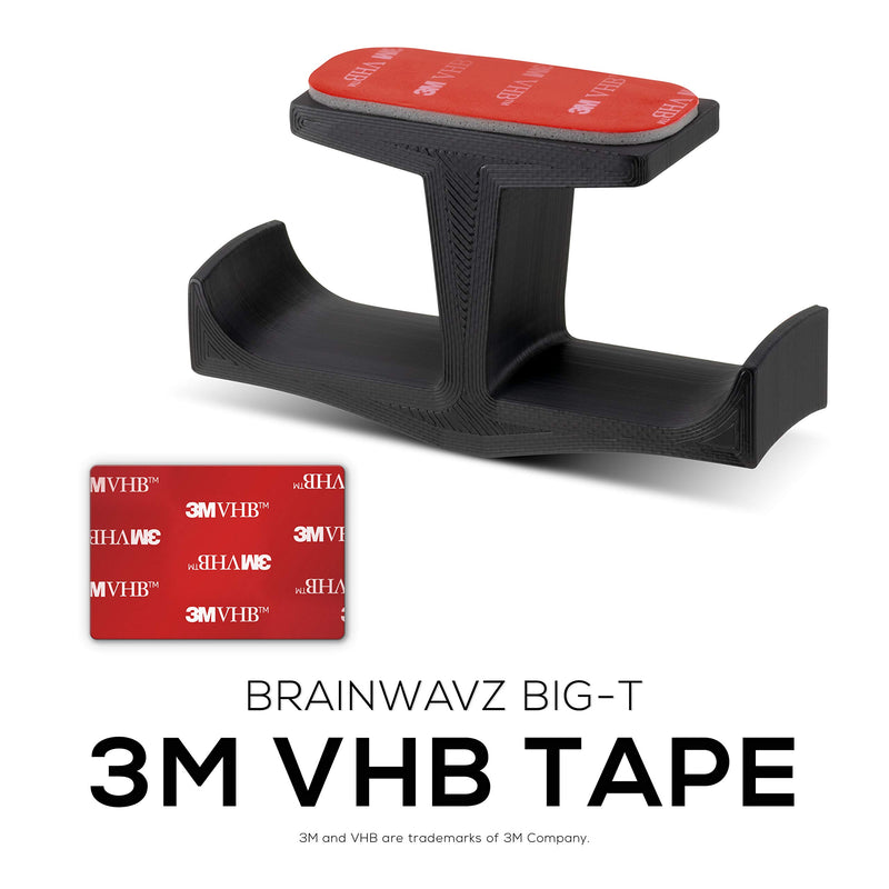 Brainwavz BigT Under Desk Headphone Stand Mount Holder, for Gaming, Music, Mobile Headsets Hanger, No Screws (Black) Black