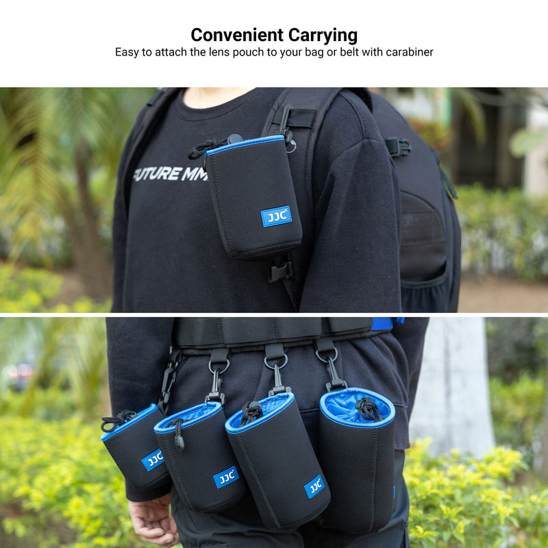 JJC Drawstring Neoprene Camera Lens Pouch Case, Protective Lens Bag for Mirrorless Lenses Up to 3.5 x 5.9" (D X H) for Canon RF 24-240mm EF-S 18-55mm f/3.5-5.6 Ni 55-200mm f/4-5.6G and More L (3.5" x 5.9")